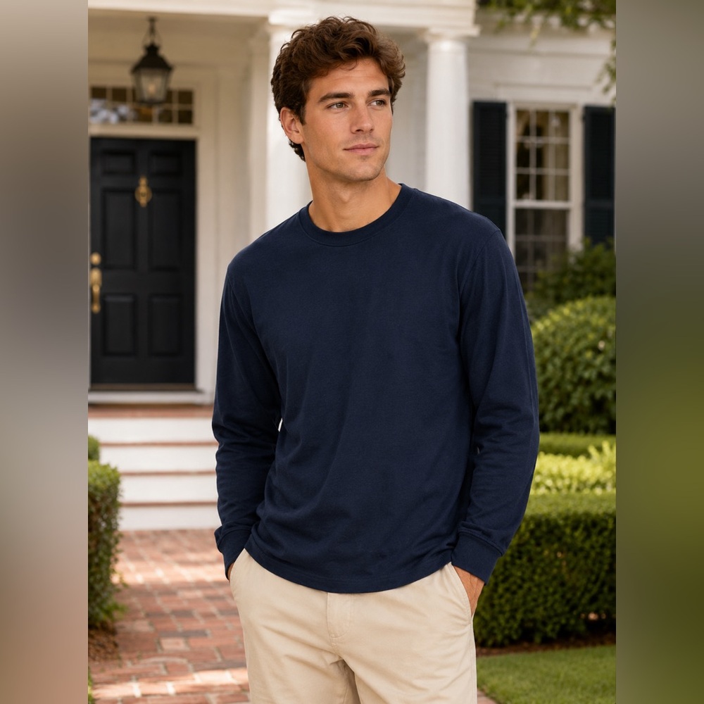 Classic Crewneck Long-Sleeve Shirt - Dark Navy
